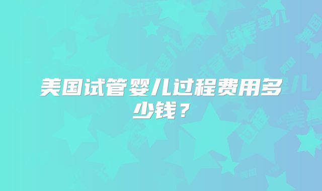 美国试管婴儿过程费用多少钱？