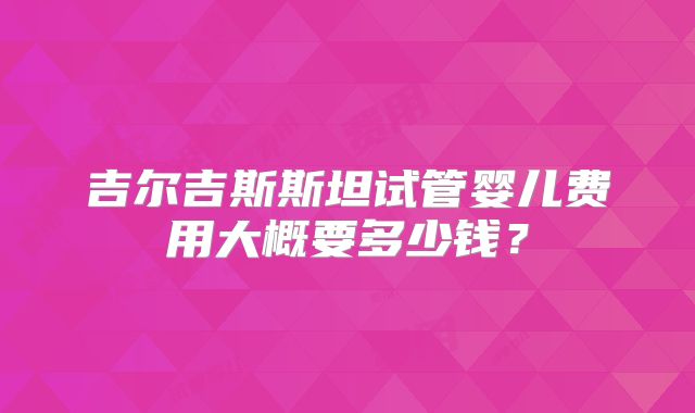 吉尔吉斯斯坦试管婴儿费用大概要多少钱?