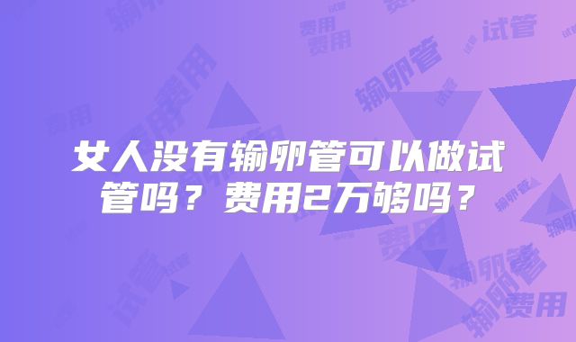女人没有输卵管可以做试管吗？费用2万够吗？