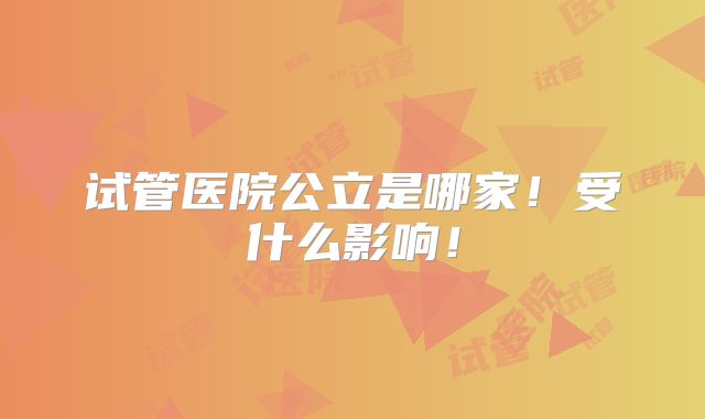 试管医院公立是哪家!受什么影响!