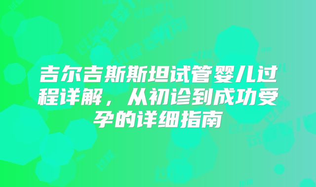 吉尔吉斯斯坦试管婴儿过程详解，从初诊到成功受孕的详细指南