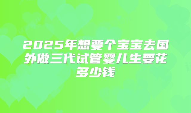 2025年想要个宝宝去国外做三代试管婴儿生要花多少钱