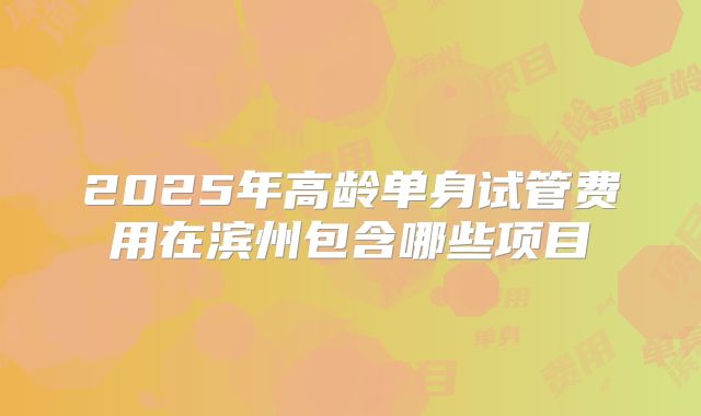 2025年高龄单身试管费用在滨州包含哪些项目