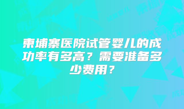 柬埔寨医院试管婴儿的成功率有多高?需要准备多少费用?