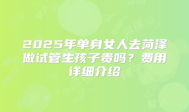 2025年单身女人去菏泽做试管生孩子贵吗?费用详细介绍