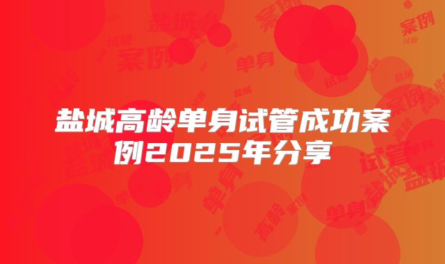盐城高龄单身试管成功案例2025年分享
