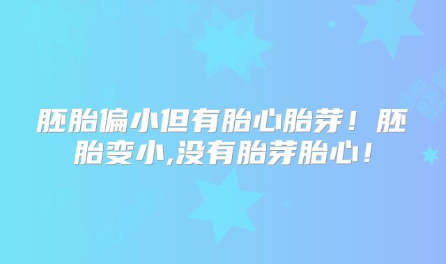 胚胎偏小但有胎心胎芽！胚胎变小,没有胎芽胎心！