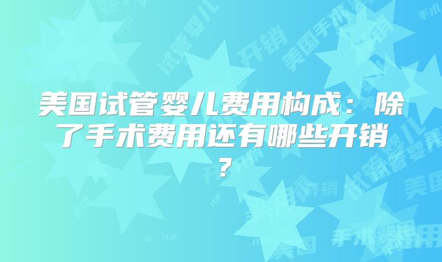 美国试管婴儿费用构成：除了手术费用还有哪些开销？