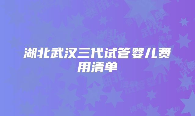 湖北武汉三代试管婴儿费用清单