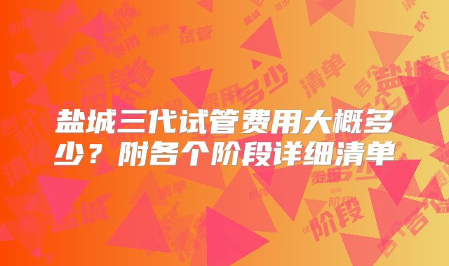 盐城三代试管费用大概多少？附各个阶段详细清单