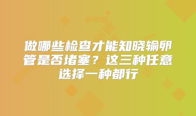 做哪些检查才能知晓输卵管是否堵塞？这三种任意选择一种都行