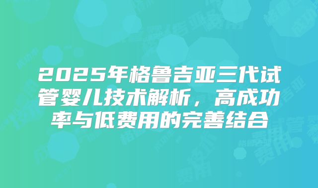 2025年格鲁吉亚三代试管婴儿技术解析，高成功率与低费用的完善结合