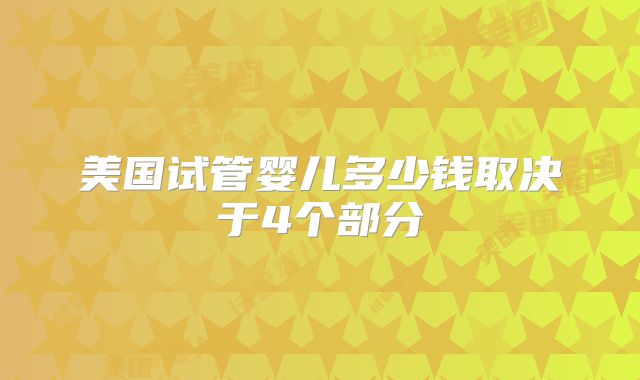 美国试管婴儿多少钱取决于4个部分