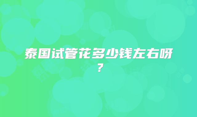 泰国试管花多少钱左右呀?