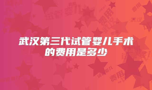 武汉第三代试管婴儿手术的费用是多少