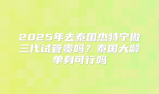 2025年去泰国杰特宁做三代试管贵吗？泰国大龄单身可行吗