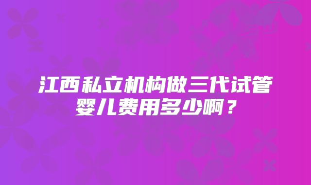 江西私立机构做三代试管婴儿费用多少啊？