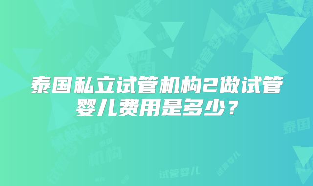 泰国私立试管机构2做试管婴儿费用是多少？