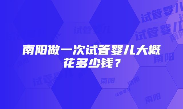 南阳做一次试管婴儿大概花多少钱？