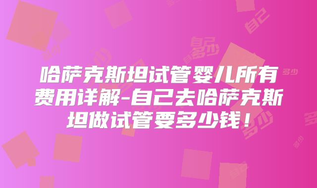 哈萨克斯坦试管婴儿所有费用详解-自己去哈萨克斯坦做试管要多少钱！