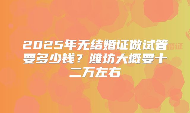 2025年无结婚证做试管要多少钱？潍坊大概要十二万左右