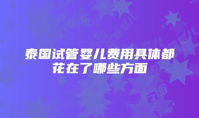 泰国试管婴儿费用具体都花在了哪些方面