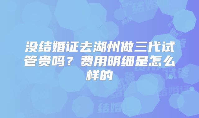 没结婚证去湖州做三代试管贵吗？费用明细是怎么样的