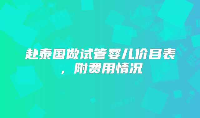 赴泰国做试管婴儿价目表，附费用情况