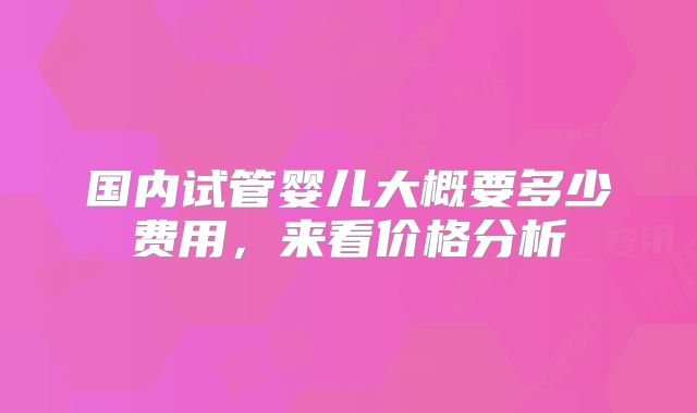 国内试管婴儿大概要多少费用,来看价格分析