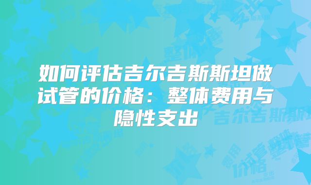 如何评估吉尔吉斯斯坦做试管的价格：整体费用与隐性支出