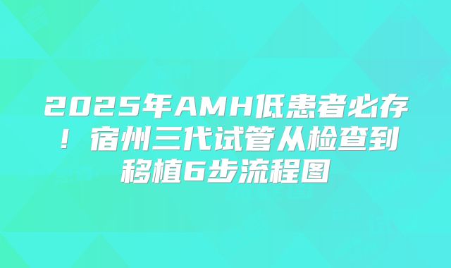 2025年AMH低患者必存！宿州三代试管从检查到移植6步流程图