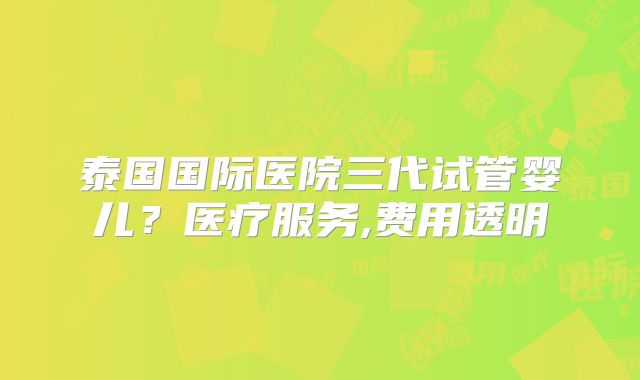 泰国国际医院三代试管婴儿?医疗服务,费用透明