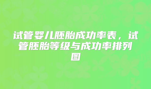 试管婴儿胚胎成功率表，试管胚胎等级与成功率排列图