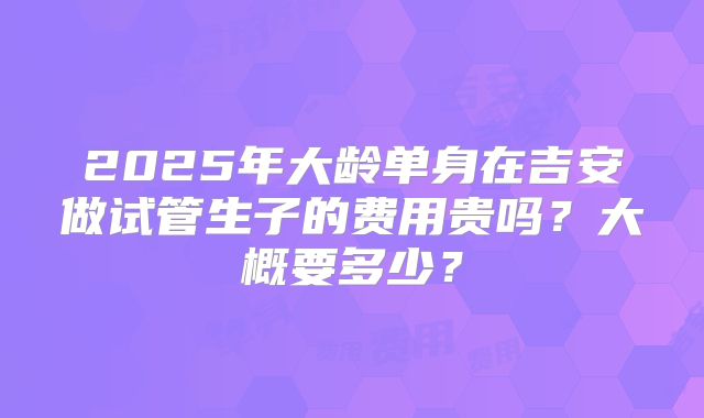 2025年大龄单身在吉安做试管生子的费用贵吗？大概要多少？