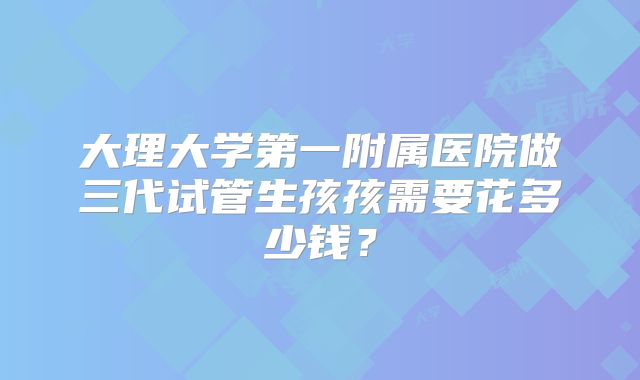 大理大学第一附属医院做三代试管生孩孩需要花多少钱？