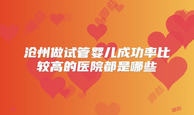 沧州做试管婴儿成功率比较高的医院都是哪些