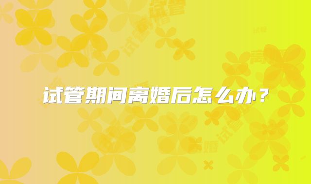 试管期间离婚后怎么办？