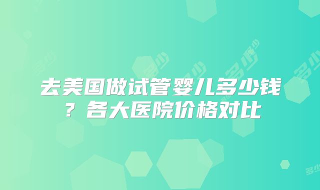 去美国做试管婴儿多少钱？各大医院价格对比