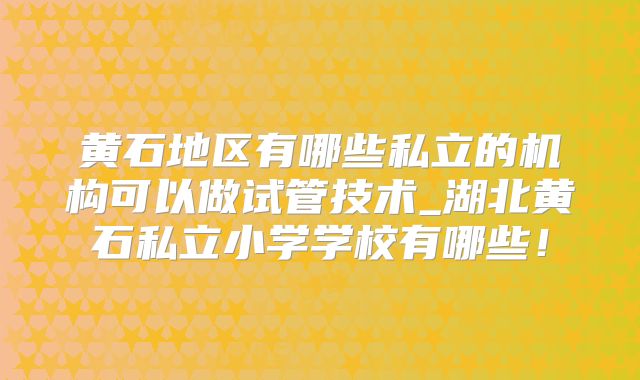 黄石地区有哪些私立的机构可以做试管技术_湖北黄石私立小学学校有哪些!