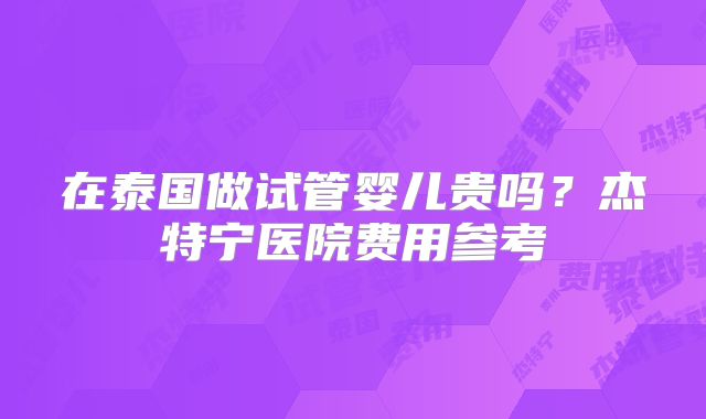 在泰国做试管婴儿贵吗？杰特宁医院费用参考