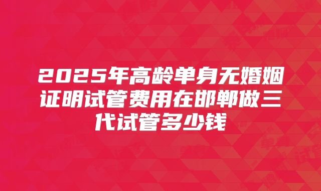 2025年高龄单身无婚姻证明试管费用在邯郸做三代试管多少钱