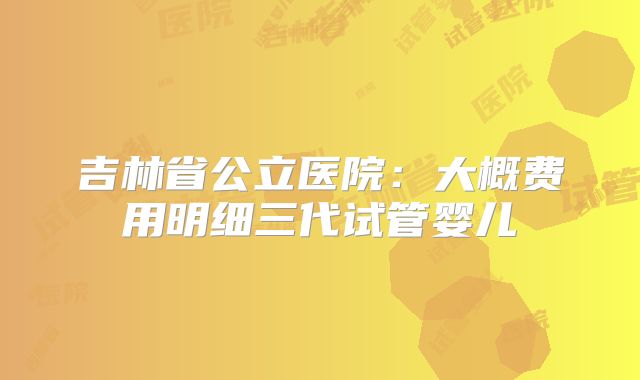 吉林省公立医院:大概费用明细三代试管婴儿