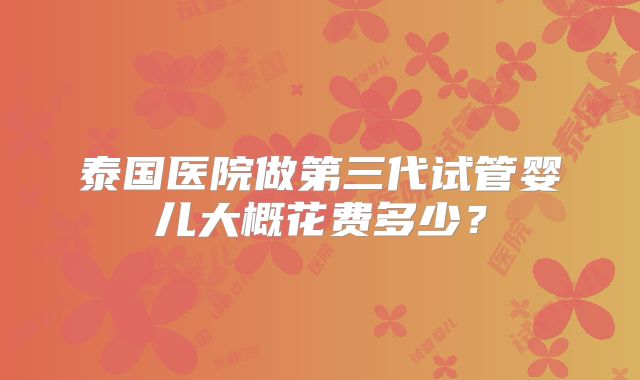 泰国医院做第三代试管婴儿大概花费多少？