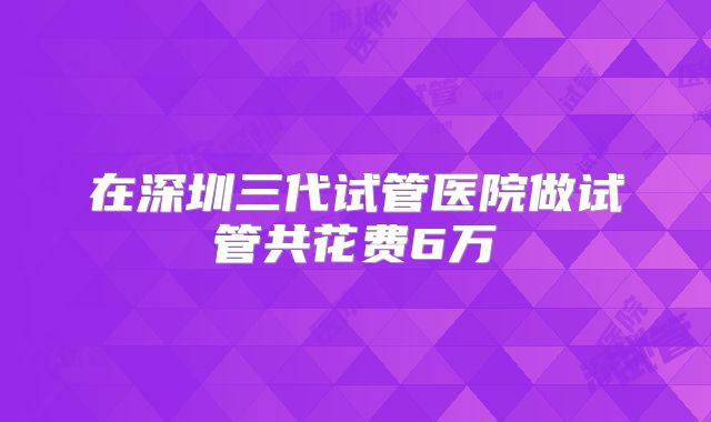 在深圳三代试管医院做试管共花费6万