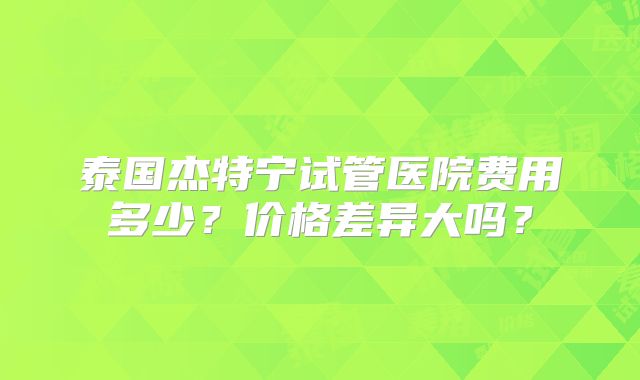 泰国杰特宁试管医院费用多少?价格差异大吗?