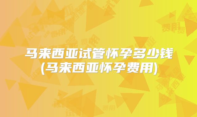 马来西亚试管怀孕多少钱(马来西亚怀孕费用)