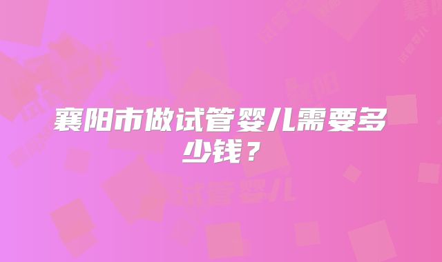 襄阳市做试管婴儿需要多少钱？