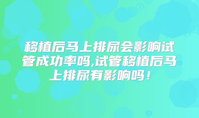移植后马上排尿会影响试管成功率吗,试管移植后马上排尿有影响吗！