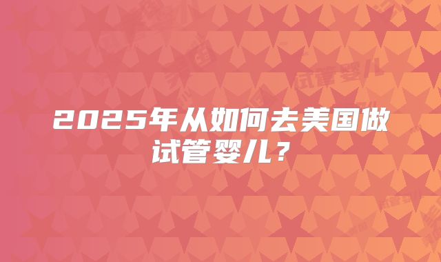 2025年从如何去美国做试管婴儿？