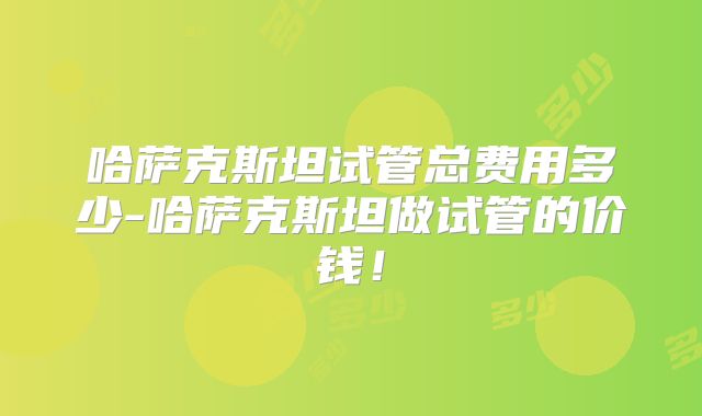 哈萨克斯坦试管总费用多少-哈萨克斯坦做试管的价钱！
